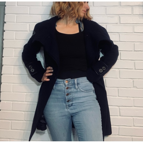 Zareen Navy Pea Coat - Picture 3 of 9